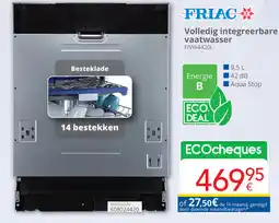 Eldi Friac Volledig integreerbare vaatwasser FIVW4420L aanbieding
