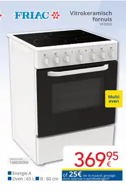 Eldi Friac Vitrokeramisch fornuis VF6000 aanbieding
