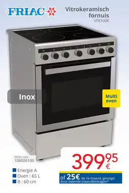 Eldi Friac vitrokeramisch fornuis VF6100X aanbieding
