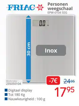 Eldi Friac Personen weegschaal EPW-0104 SSG aanbieding