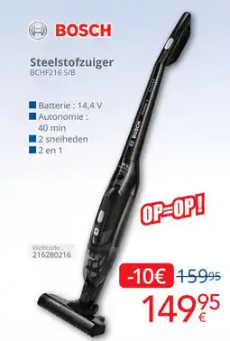Eldi Bosch Steelstofzuiger BCHF216 S/B aanbieding