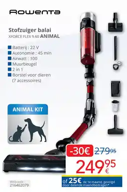 Eldi Rowenta Stofzuiger balai XFORCE FLEX 9.60 ANIMAL aanbieding