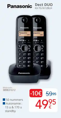 Eldi Panasonic Dect DUO KX-TG1612BLH aanbieding