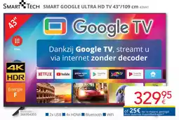 Eldi Smart tech smart google ultra HD TV 43"/109 cm 43VA1 aanbieding