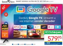 Eldi Smart tech smart google ultra HD TV 65"/165 cm LE-65VA1 aanbieding