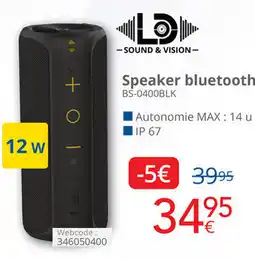 Eldi Sound & Vision Speaker bluetooth BS-0400BLK aanbieding
