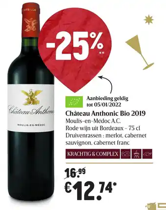 Delhaize Chateau Anthonic Bio 2019 aanbieding