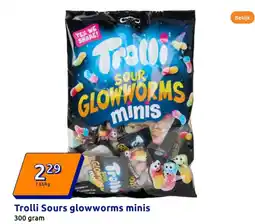 Action Trolli Sours glowworms minis aanbieding