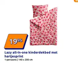 Action Lazy all-in-one kinderdekbed met hartjesprint aanbieding