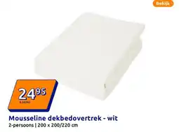 Action Mousseline dekbedovertrek - wit aanbieding