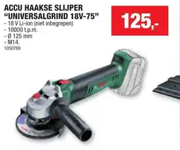 Hubo Accu haakse slijper universalgrind 18v-75 aanbieding