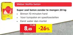 Hubo Weber NoMix beton aanbieding
