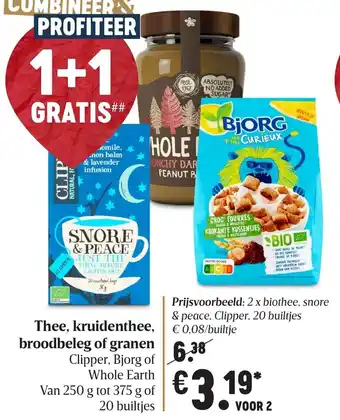 Delhaize Thee, kruidenthee broodbeleg of granen aanbieding