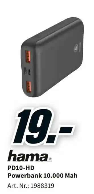 MediaMarkt Hama PD10-HD Powerbank 10,000 Mah aanbieding
