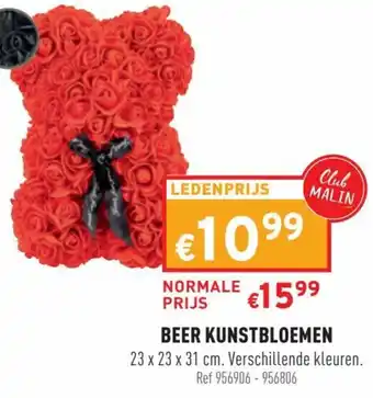 Beer kunstbloemen 23x23x31cm