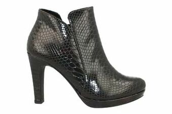 Berca Shoes Tamaris Enkellaars Dames Trend Dierenprint - Zwart aanbieding