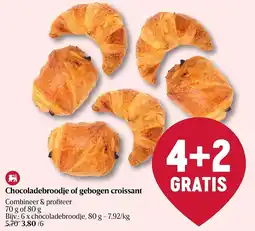 Delhaize Chocoladebroodje of gebogen croissant aanbieding