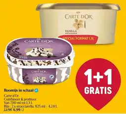 Delhaize Carte d'Or Roomijs in schaal aanbieding