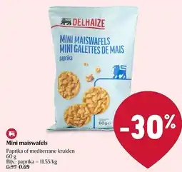 Delhaize Mini maiswafels Paprika of mediterrane kruiden aanbieding