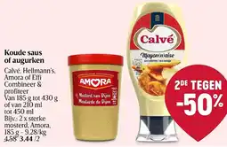 Delhaize Koude saus of augurken Calvé, Hellmann's, Amora of Effi aanbieding