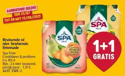 Delhaize Spa Fruit Bruisende of niet-bruisende limonade aanbieding