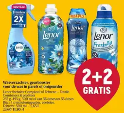 Delhaize Wasverzachter, geurbooster voor de was in parels of ontgeurder Lenor og febreze aanbieding