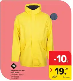 Carrefour Regenjas met kap voor heren aanbieding