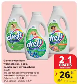 Carrefour Gamma vloeibare wasmiddelen, pods, poeder en wasverzachters Dreft aanbieding