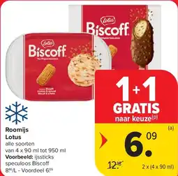 Carrefour Roomijs Lotus aanbieding