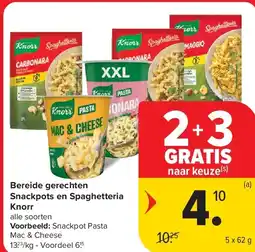 Carrefour Bereide gerechten Snackpots en Spaghetteria Knorr aanbieding