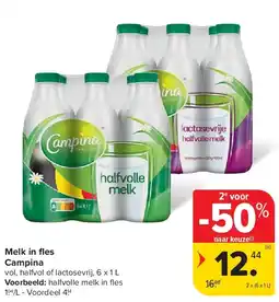 Carrefour Melk in fl es Campina aanbieding