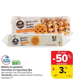 Carrefour Wafels en galetten Carrefour en Carrefour Bio aanbieding