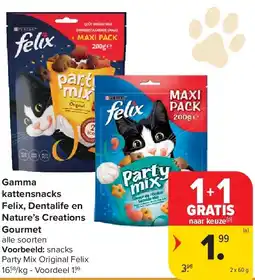 Carrefour Gamma kattensnacks Felix, Dentalife en Nature’s Creations Gourmet aanbieding