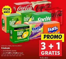 Lidl Coca-Cola, Fanta, Fuze Tea, Sprite FrisdraCOCA-COLA, FANTA, FUZE TEA,SPRITE® Frisdrank aanbieding