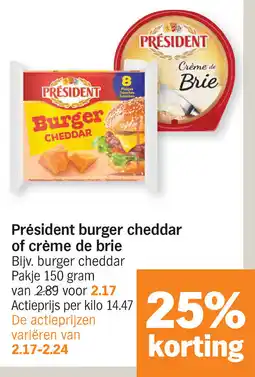 Albert Heijn Président burger cheddar of crème de brie aanbieding