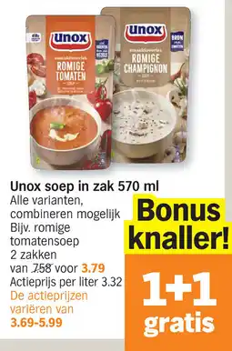 Albert Heijn Unox soep in zak aanbieding