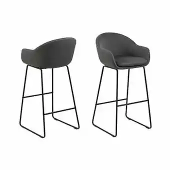 Leen Bakker Barkruk Abisko - donkergrijs (2 stuks) - Leen Bakker aanbieding