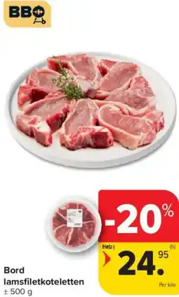 Carrefour Market Bord lamsfiletkoteletten aanbieding