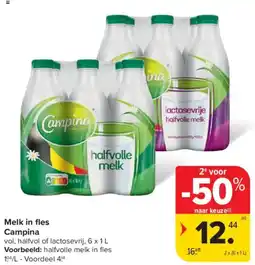 Carrefour Market Campina Melk in fles aanbieding