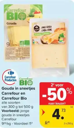 Carrefour Market Gouda in sneetjes Carrefour en Carrefour Bio aanbieding