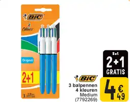 Cora BIC 3 balpennen 4 kleuren aanbieding