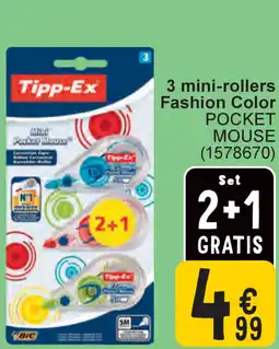Cora Tipp-Ex 3 mini-rollers fashion color pocket mouse aanbieding