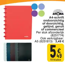 Cora ATOMA A4-schrift ondoorzichtig of doorzichtig, gelijnd, geruit of commercieel aanbieding