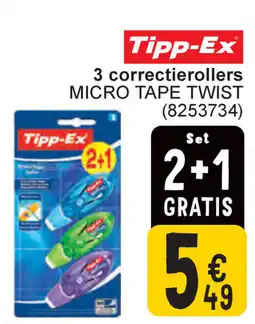 Cora Tipp-Ex 3 correctierollers micro tape twist aanbieding