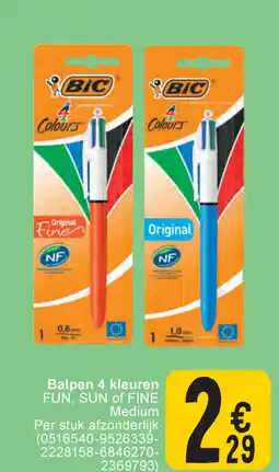 Cora BiC balpen 4 kleuren fun, sun of fine medium aanbieding
