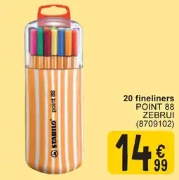 Cora Stabilo 20 fineliners point 88 zebrui aanbieding