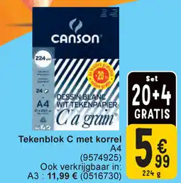 Cora Canson Tekenblok C met korrel A4 aanbieding