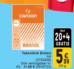 Cora Canson Tekenblok Bristol A4 aanbieding