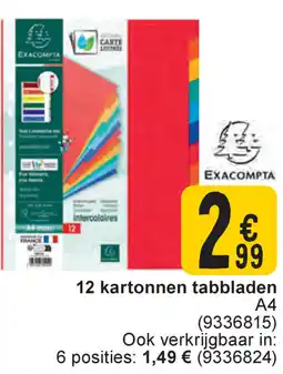 Cora Exacompta 12 kartonnen tabbladen A4 aanbieding
