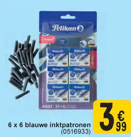 Cora Pelikan 6 x 6 blauwe inktpatronen aanbieding